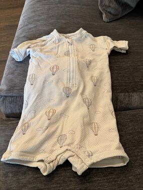 Quincy Mae Cream Short Sleeve Hot Air Balloon One-Piece swim suit